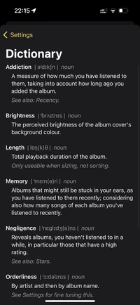 Dictionary view